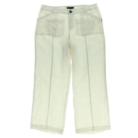 INC International Concepts Curvy-Fit Wide-Leg Linen Pants, Bleached Wheat, 10 - Picture 1 of 1